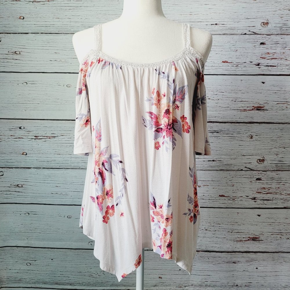 Mudd Crochet Strap Floral Top